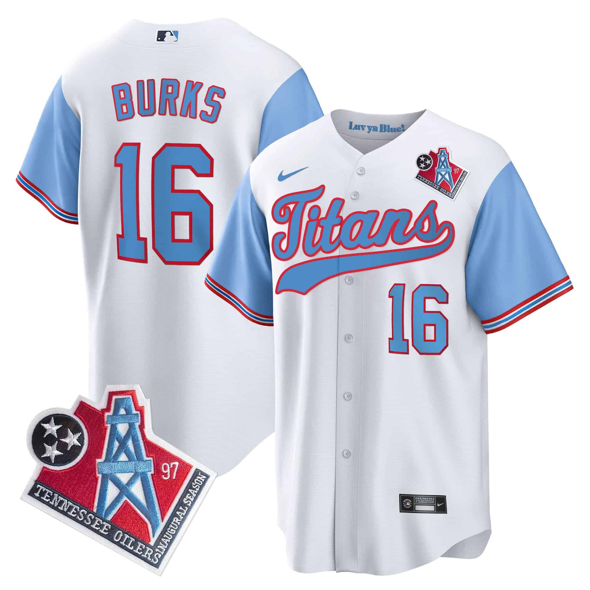 Men Tennessee Titans #16 Burks White Nike 1997 Throwback Limited Cool Base NFL Jersey style 1